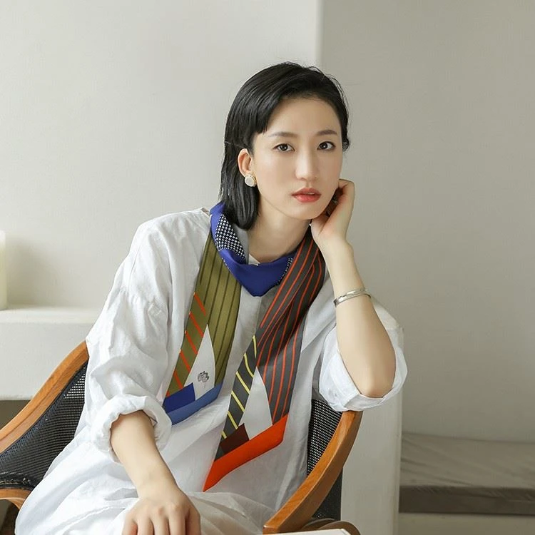 Thin Silk Scarves with Double Layers